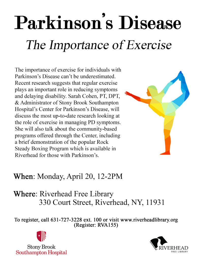 Parkinson's Disease: The Importance of Exercise - Riverhead Free Library - CANCELED - Northforker